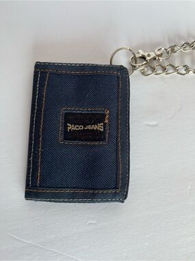 Y2K Paco Jeans Trifold Navy Denim Canvas Chain Vintage Wallet